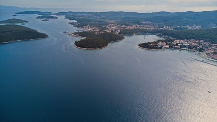 Aerial view of Korcula Island, Croatia.