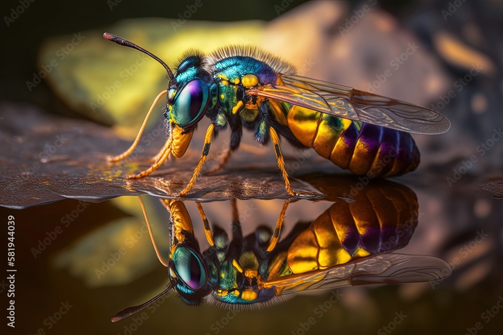Poster a colorful reflection of the boldness and bravado of a bravura wasp generative ai