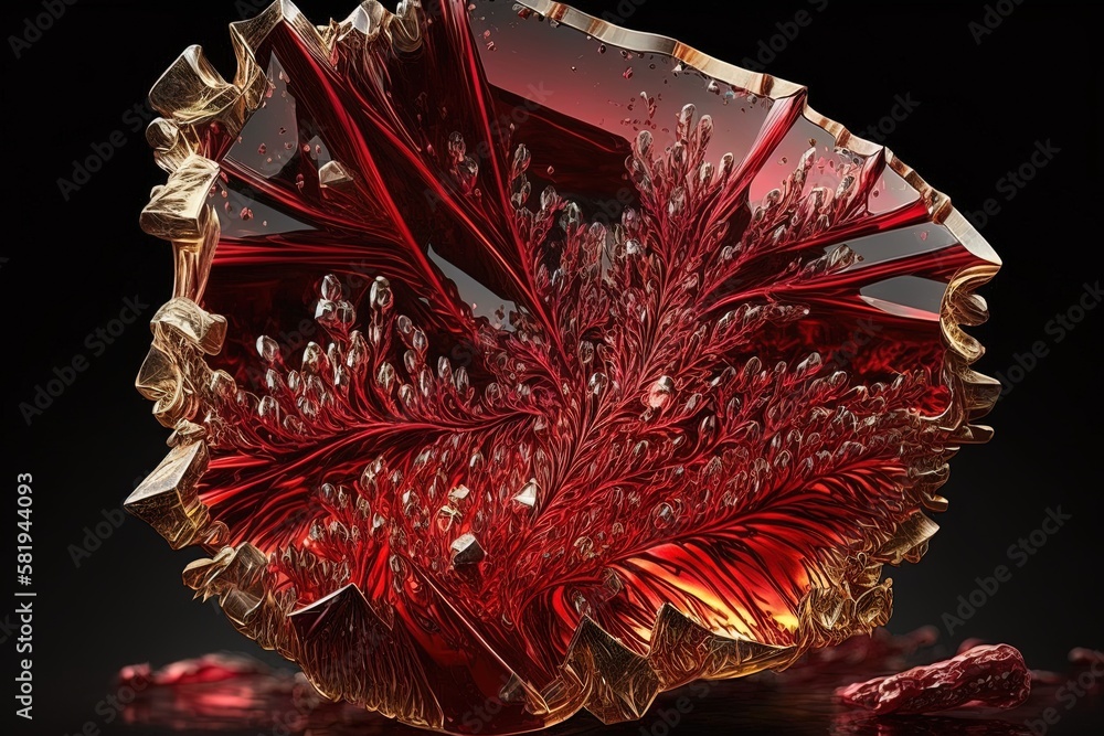 Poster a mesmerizing metamorphosis inside a ruby red crystal mine generative ai