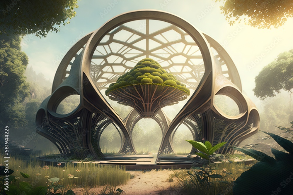 Poster exploring a technological garden: flora of the future generative ai