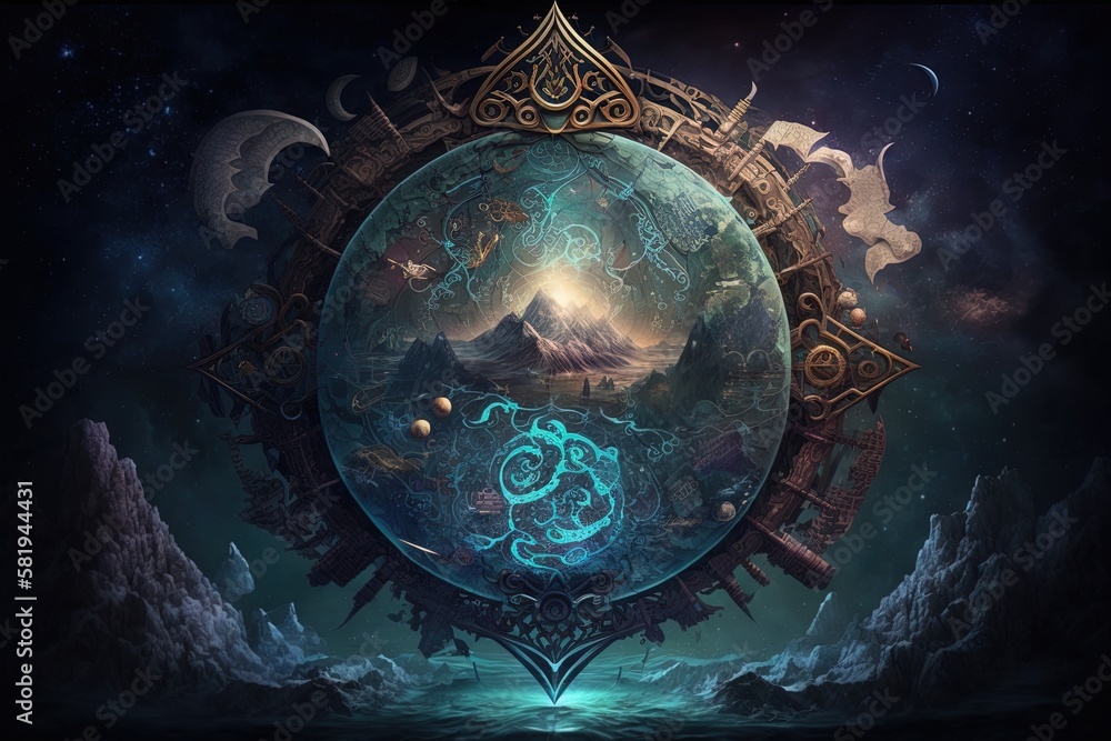 Poster mapping the mystic airwaves of mythic worlds generative ai