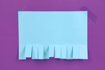 Blank paper tear-off ad on purple background