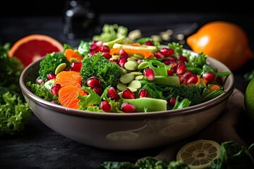 green salad with fresh vegetables. homemade recipes for healthy cuisine. Generative AI