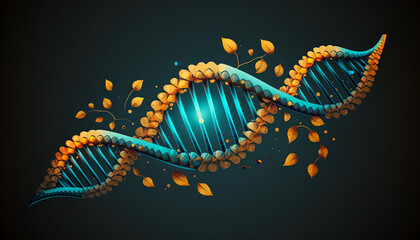 DNA strain on a dark background. Generative AI.