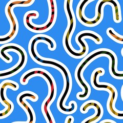 Abstract stripes doodle seamless festive ribbons pattern for wrapping paper and fabrics and linens and kids