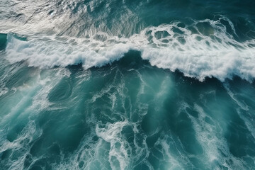 Sea waves top down down view. Foaming