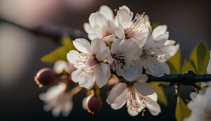 sakura flowers close up,a branch  of flowering tree 