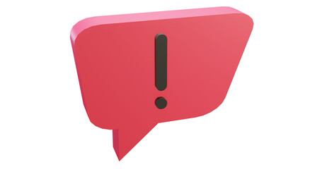 Png 3d render bubble chat with red color and danger sign 