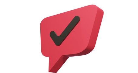 Png 3d render bubble chat with red color and ceklist mark