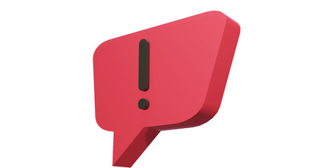 Png 3d render bubble chat with red color and danger sign 