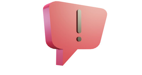Png 3d render bubble chat with red color and danger sign 