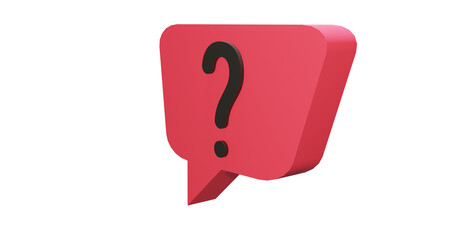 Png 3d render bubble chat with red color and question mark