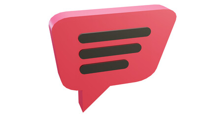 Png 3d render bubble chat with red color and 3 text space