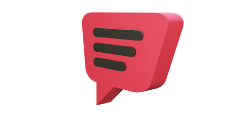 Png 3d render bubble chat with red color and 3 text space
