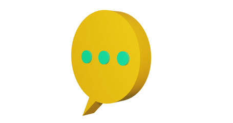Png 3d render bubble chat with yellow color and 3 dot