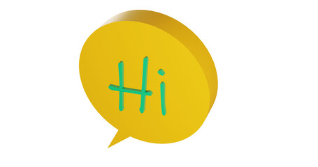 Png 3d render bubble chat with yellow color and hi text
