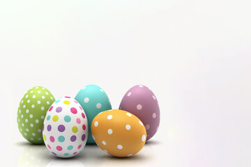 Fototapeta na wymiar five colorful easter eggs