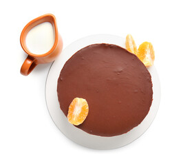 Tasty birds milk cake isolated on white background