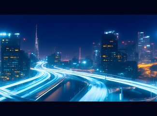Fototapeta premium Beautiful Cityscape at night | Cityscape backgrounds/wallpapers/images for projects or presentations |
