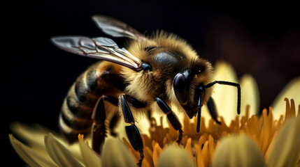 Bee on a flower, macro. Generative AI