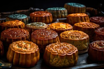 Mooncakes are served during every full moon lunar August for the traditional Chinese and Vietnamese mid autumn celebration. Generative AI