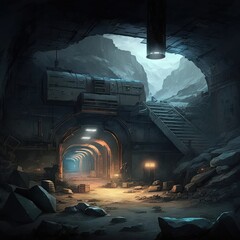 Obraz premium Underground Military Base Game Art