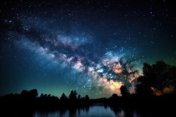 Universe in the night sky. Generative AI