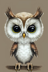 Naklejka premium eagle owl portrait. Postcard. generative AI