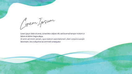 水彩画イメージのタイトル背景-青緑
