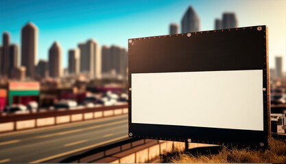 Mockup Large white blank billboard or white promotion poster displayed on the outdoor against, generative ai