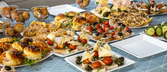 Table full of individual snacks for the holiday