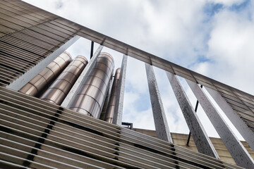 industrial building in a low angle view