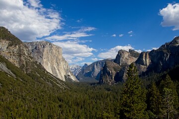 Looking over Yosemite Valley from the Tunnel View turnout on a beautiful fall day.