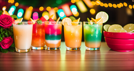 Colorful drinks celebration for the Cinco de mayo