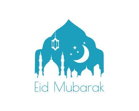 Islamic Eid Mubarak Greeting Card Vector.