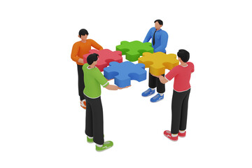 Happy business team, colleagues rejoicing success, achievement, victory, progress at work together. Good successful teamwork concept. 3D Cartoon Character. 3D Illustration