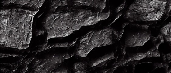 Deposits of coal rocks. Black stone background. Dark gray rock texture. abstract grunge background. black tarry ground embossed texture. Surface Ground with patterns. ai generative