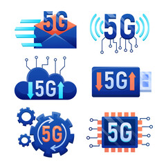 Mobile wireless 5th generation technology element design vector. 5G wireless network technology concept