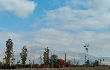 power lines in the field