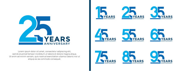 set of anniversary logo style blue color on white background for celebration