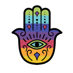 Jamsa Hamsa mano de fátima colores ilustración sin fondo textura