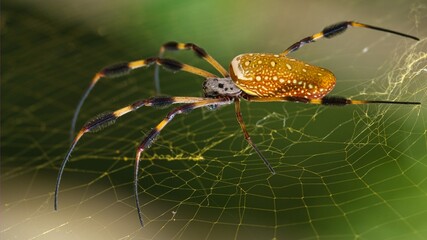 Golden Orbweb spider on a web