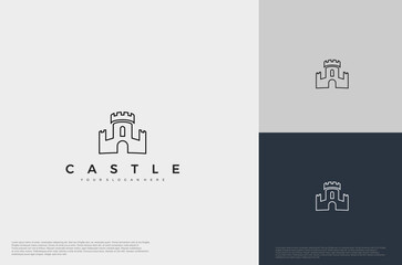 simple medieval castle line art  Logo illustration vector design template