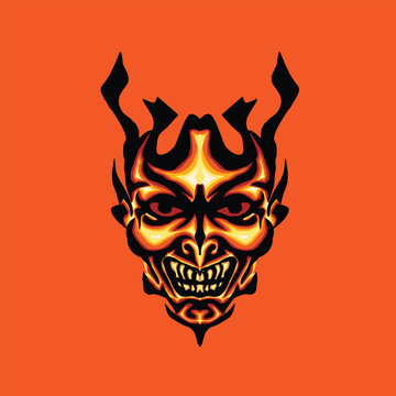 set of fire skull vector isolated on orange background