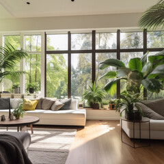 Spring living room created with generative AI