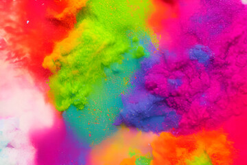 Obraz na płótnie Canvas Multicolored explosion of rainbow holi powder paint 