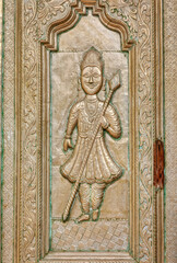 Fototapeta na wymiar Pushkar temple Parshuram Dwara Mandir entrance door in Rajasthan India