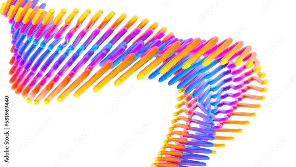 Poster rainbow abstract twisted shape. bright curl, artistic spiral. abstract element for design. 3d render