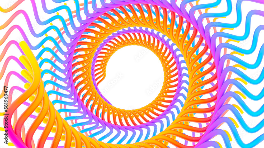 Aufkleber rainbow abstract twisted shape. bright curl, artistic spiral. abstract element for design. 3d render