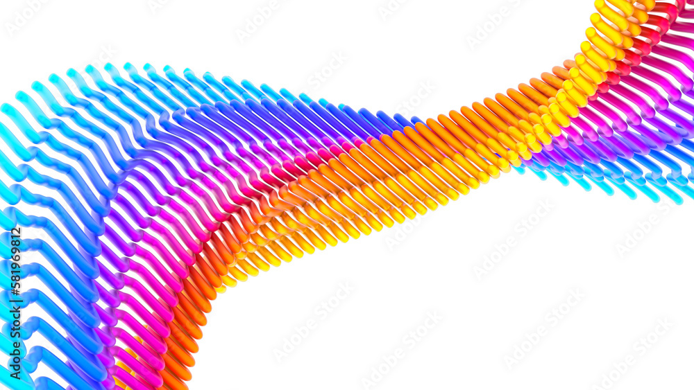 Poster rainbow abstract twisted shape. bright curl, artistic spiral. abstract element for design. 3d render
